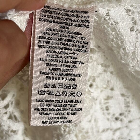 Free People Holy Mountain Mini Floral Crochet Dress M White Cottagecore Coquette - Picture 12 of 12